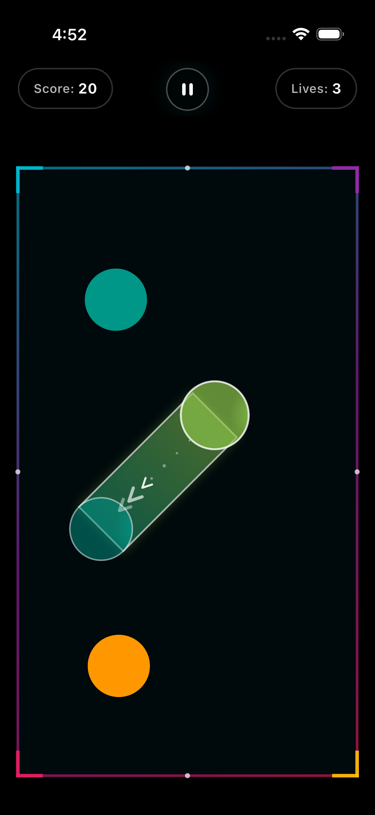 Blop gameplay showing colorful targets inside a neon arena