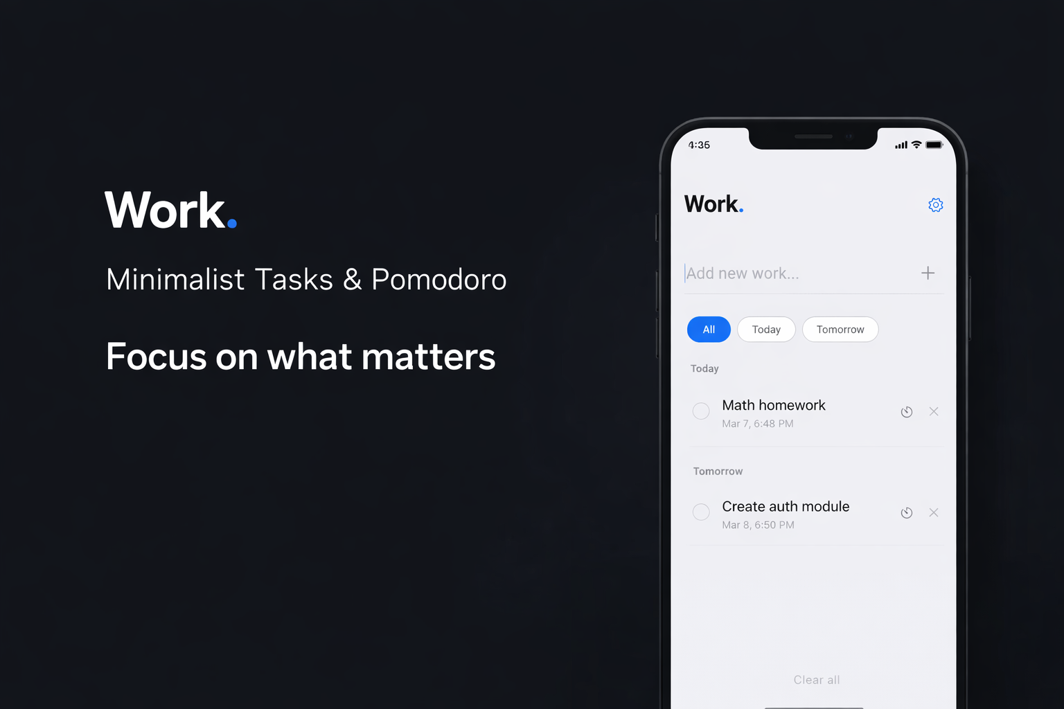 Work. App Dashboard Mockup
